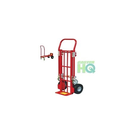 Casterhq 2-in-1 HD Industrial Flow Back; Jr. Convertible Hand Truck W/ 10" Fl CHT12935